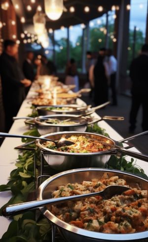 Catering a group of people at a resort, on a cruise, a wedding buffet